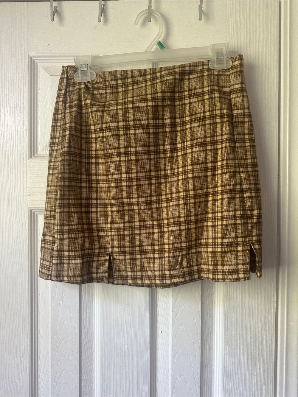 love on a hanger Plaid Mini Skirt in Brown and Cream